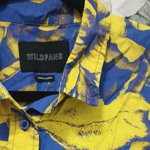 Wildfang Vibrant Blue and Yellow Shirt Size Small